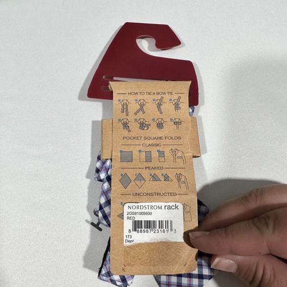 NWT $65 Original‎ Penguin [ BOW TIE ] Plaid Print Adjustable Tie Blue Red - Picture 3 of 6